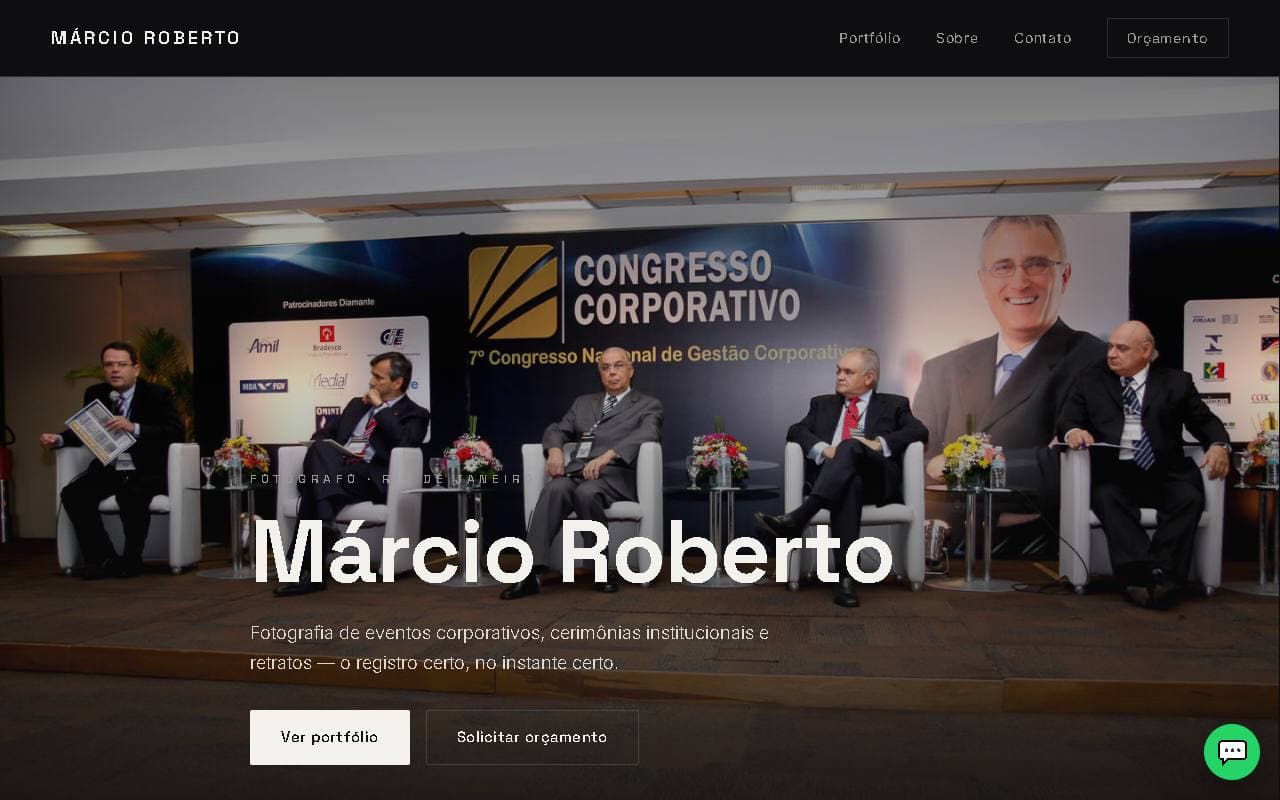 Página inicial do site Márcio Roberto